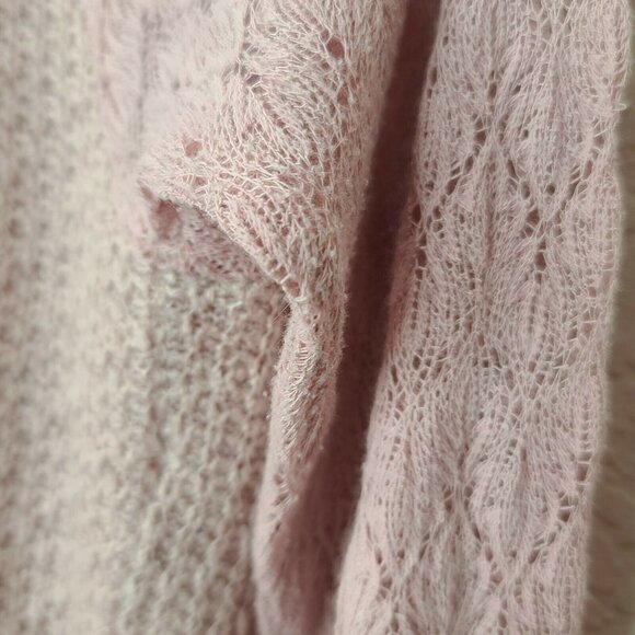 One September Sweater Top Womens Medium Mauve Pink Lace Pleated Long Sleeve - Picture 11 of 12